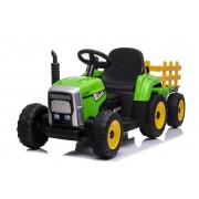 Elektrinis traktorius vaikams su priekaba 12V (Žalias)